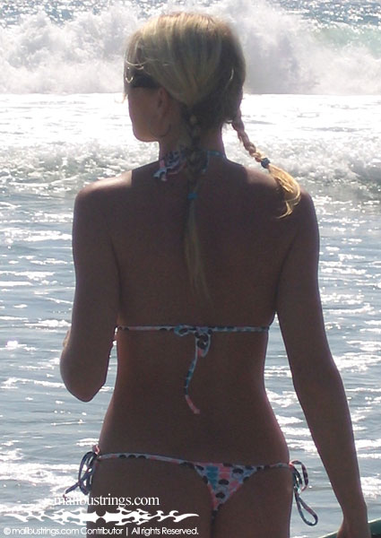 Jana in a Malibu Strings bikini in Trestles Beach.