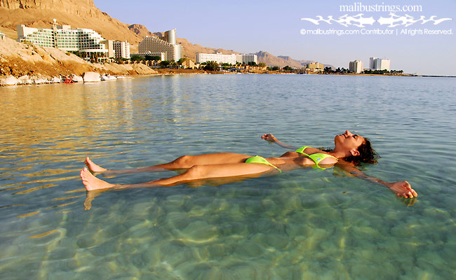Belle in a Malibu Strings bikini in the Dead Sea, Isreal.